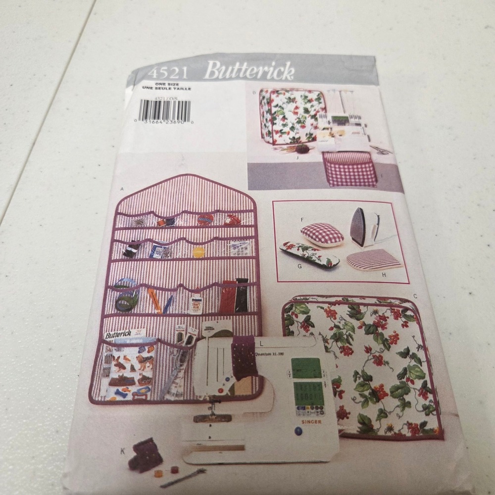 Butterick 4521 Sewing Accessories Pattern Wall Organizer Machine Covers Vintage